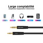 Câble audio jack 2,5 mm vers 3,5 mm pour musique