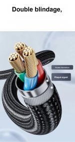 Câble audio tressé 3,5 mm pour smartphones et tablettes