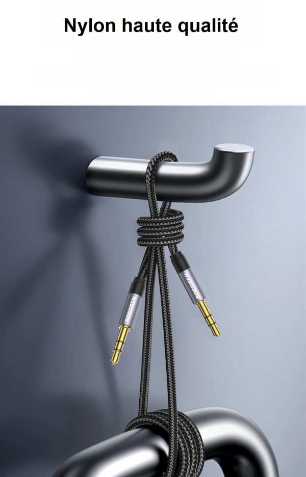 Câble audio jack tressé 3,5 mm pour un son clair et net